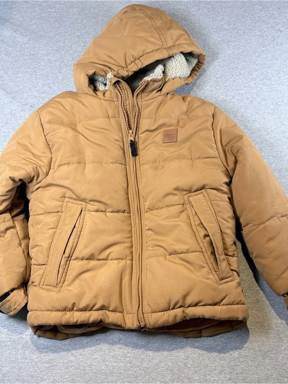 London Fog Supply Boys' Heavyweight Stylish Winter Puffer Jacket Tan Large 7